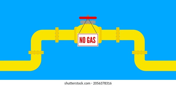 No Gas Sign Hanging On Pipeline Fuel Energy Crisis  Concept Vector Illustration