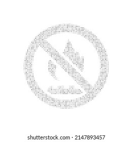 The no gas symbol filled with black dots. Pointillism style. Vector illustration on white background