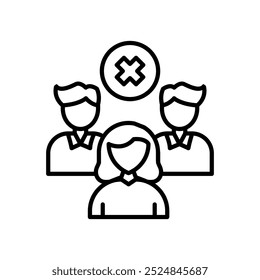 Icono de contorno de no reunión, Ilustración vectorial