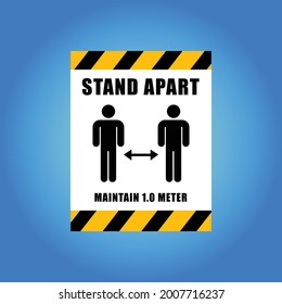 No gathering, stop spreading virus, stand apart stickers. Coronavirus covid-19 pandemic safety guidelines and healthy regulations informations. Suitable to be used in public area. Isolated vector art.