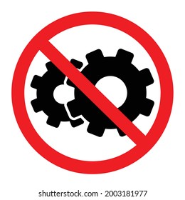 keine Zahnräder erlaubt, Zahnradverbot, Fangverbot, rote und schwarze Farbe, Vektorgrafik