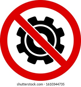 No gearwheel vector icon. Flat No gearwheel symbol is isolated on a white background.