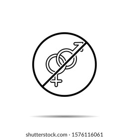 No gender icon. Simple thin line, outline vector of 8 march ban, prohibition, embargo, interdict, forbiddance icons for ui and ux, website or mobile application