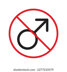 No hay icono de vector de género. Señal de género de hombres y mujeres. Diseño de letreros planos masculinos y femeninos. Advertencia, precaución, atención, etiqueta de restricción prohibir símbolo de género pictograma
