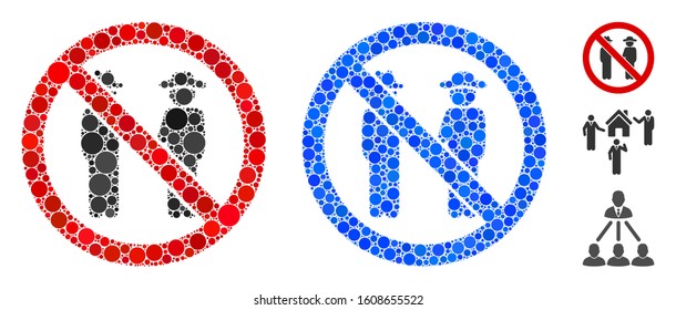 No gentlemen composition of small circles in various sizes and color hues, based on no gentlemen icon. Vector small circles are united into blue composition.