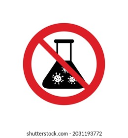 No  germ icon prohibited sign. No viruses icon.  No bacteria sign. Antibacterial sympol vector