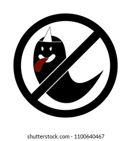 No ghost allows warnings icons,funny,vector illustration,japan ghost