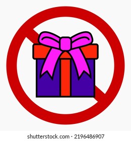 No gift icon. Present ban. Do not give gifts. There are no gifts. Vector icon.