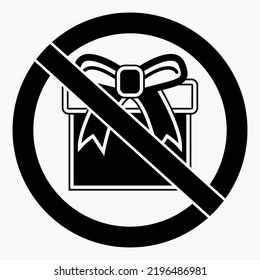 No gift icon. Present ban. Do not give gifts. There are no gifts. Vector icon.