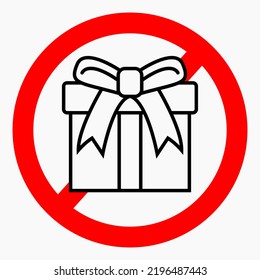 No gift icon. Present ban. Do not give gifts. There are no gifts. Vector icon.