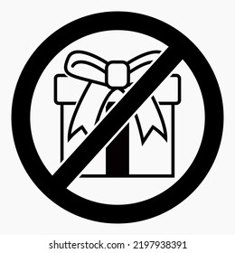 No gift icon. Present ban. Do not give gifts. There are no gifts. Vector icon.