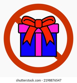 No gift icon. Present ban. Do not give gifts. There are no gifts. Vector icon.