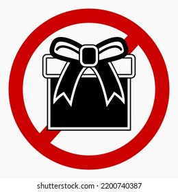 No gift icon. Present ban. Do not give gifts. There are no gifts. Vector icon.