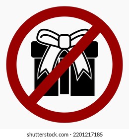 No gift icon. Present ban. Do not give gifts. There are no gifts. Vector icon.