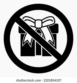 No gift icon. Present ban. Do not give gifts. There are no gifts. Vector icon.