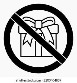 No gift icon. Present ban. Do not give gifts. There are no gifts. Vector icon.