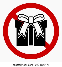 No gift icon. Present ban. Do not give gifts. There are no gifts. Vector icon.