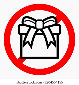 No gift icon. Present ban. Do not give gifts. There are no gifts. Vector icon.