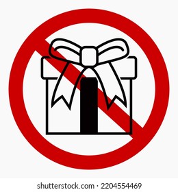 No gift icon. Present ban. Do not give gifts. There are no gifts. Vector icon.