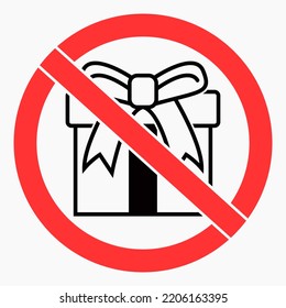 No gift icon. Present ban. Do not give gifts. There are no gifts. Vector icon.