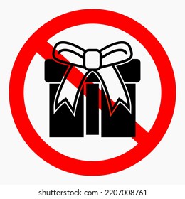 No gift icon. Present ban. Do not give gifts. There are no gifts. Vector icon.