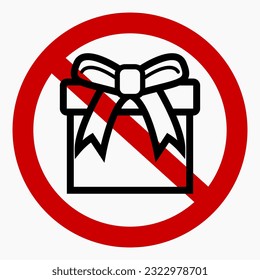 No gift icon. Present ban. Do not give gifts. There are no gifts. Vector icon.