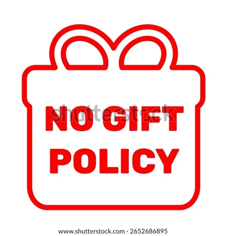 No gift policy icon printable. No Gift for organization office or goverment policy. No gift printable or digital purpose red monoline style vector symbol