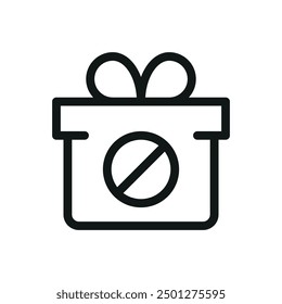 No gift policy isolated icon, gift ban vector symbol with editable stroke