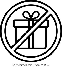 No gift vector design in modern style, anti-bribery policy and corruption prevention concept, ethical guideline illustration. Line Icon