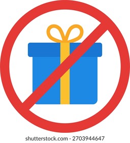 Kein Geschenk-Vektordesign im modernen Stil, Anti-Bestechungspolitik und Korruptionsprävention Konzept, ethische Leitlinie Illustration. Flachsymbol