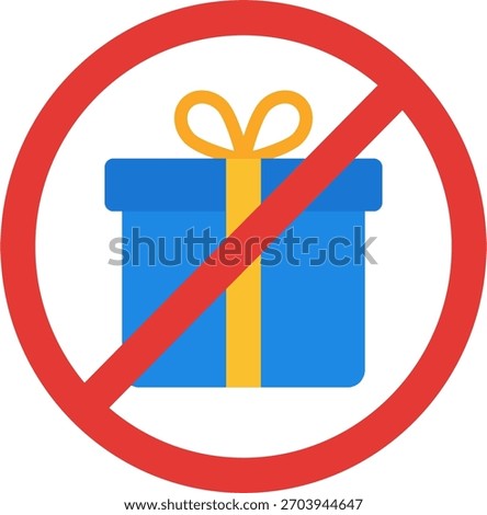 No gift vector design in modern style, anti-bribery policy and corruption prevention concept, ethical guideline illustration. Flat Icon