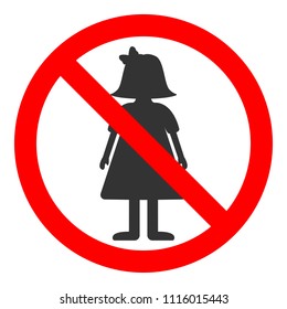 NO GIRLS sign. Female child forbidden. Vector illustration.