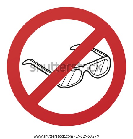 No Glases Symbol Isolated on White Background. Optic Vector Illustration Prohibition Stop Sign.