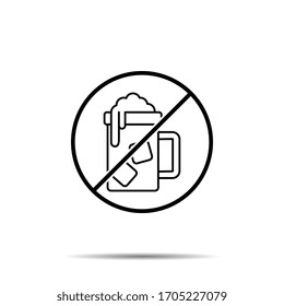 No glass of beer icon. Simple thin line, outline vector of saint patricks day ban, prohibition, embargo, interdict, forbiddance icons for ui and ux, website or mobile application