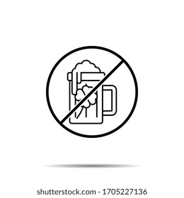 No glass of beer, shamrock, four leaves icon. Simple thin line, outline vector of saint patricks day ban, prohibition, embargo, interdict, forbiddance icons for ui and ux