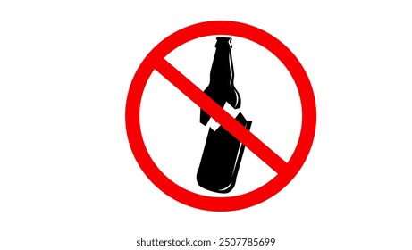 no glass or bottles allowed, broken glass sign, black and red isolated silhouette