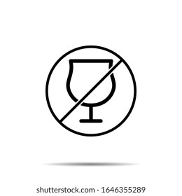 No glass icon. Simple thin line, outline vector of glass drink ban, prohibition, forbiddance icons for ui and ux, website or mobile application