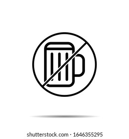No hay icono de vidrio. Línea delgada simple, contorno vector de la prohibición de la bebida de vidrio, prohibición, iconos de prohibición para ui y ux, sitio web o aplicación móvil
