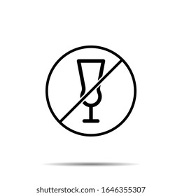 No glass icon. Simple thin line, outline vector of glass drink ban, prohibition, forbiddance icons for ui and ux, website or mobile application