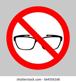 No Glasses sign illustration. Forbidden sign isolated on gray background.