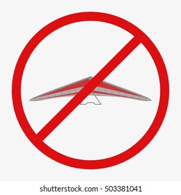 No Glider flying in the sky. Isolated vector illustration. Flat design