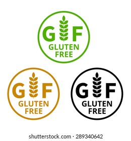 No Gluten / Free Food Label Or Sticker Flat Vector Icon