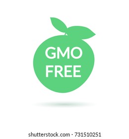 No gmo label illustration. Green icon isolated on white background