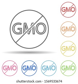 No gmo outline in multi color style icon. Simple thin line, outline vector of ecology icons for ui and ux, website or mobile application