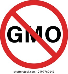 No GMO sign isolated on white background . Genetically modified organisms not allowed sign . Vector illustration