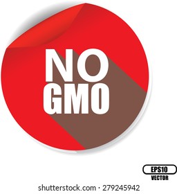 No GMO sign, label, sticker and icon. Without Genetically modified food. Vector.