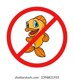No Gold Fish Sign on White Background