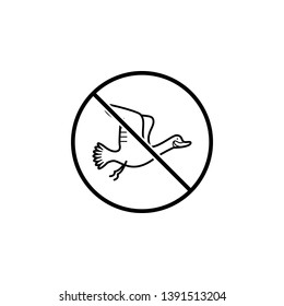 No Goose icon. Simple thin line, outline vector of ban, prohibition, forbid icons for UI and UX, website or mobile application