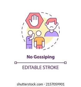 No Gossiping Concept Icon. Do Not Spread Rumors. Social Etiquette Abstract Idea Thin Line Illustration. Isolated Outline Drawing. Editable Stroke. Arial, Myriad Pro-Bold Fonts Used