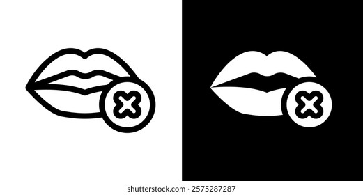 no gossiping line and glyph icon, outline and glyph vector sign, linear and glyph style pictogram isolated on white and black. islamic Symbol, logo, icon, illustration